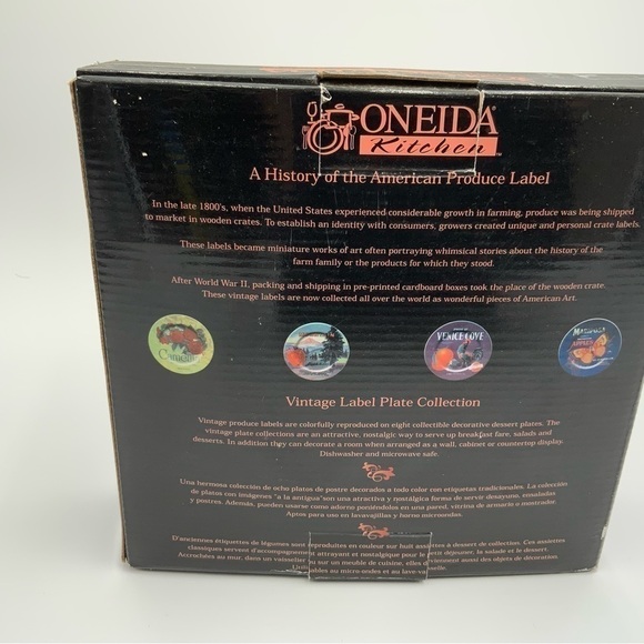 New in Box Set Of 4 ONEIDA VINTAGE LABEL PLATE COLLECTION Series I 8" Plates - Picture 4 of 4